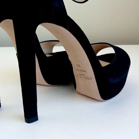 Jimmy Choo Black Suede Pattie Peep Toe Heels 39 (9) - Picture 13 of 16